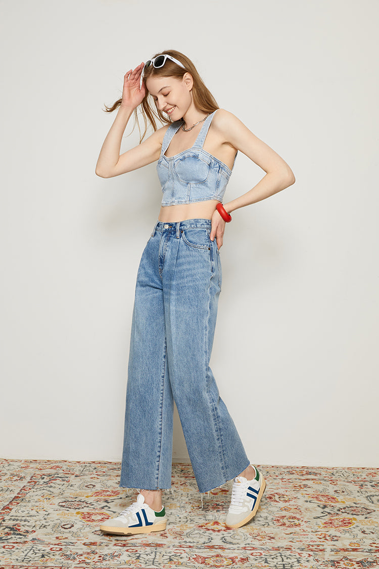 CHILL Pleat Straight Ankle Jeans HJ133 [FINAL SALE]