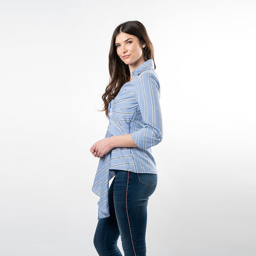Asymmetric Hem Wrap Shirt