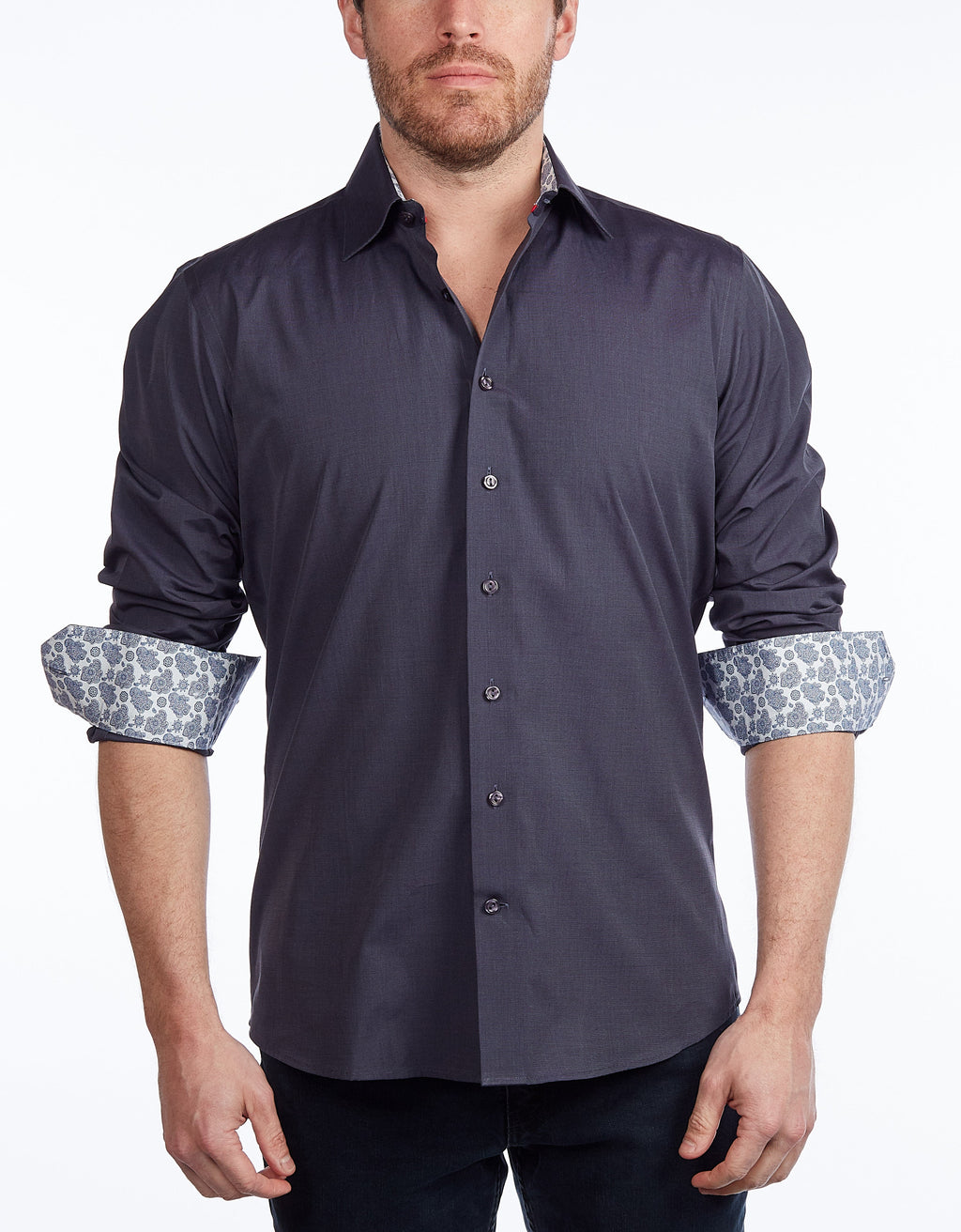 Contrast Collar Button-Up Shirt // Contemporary Fit - contrast  trimming - final sale