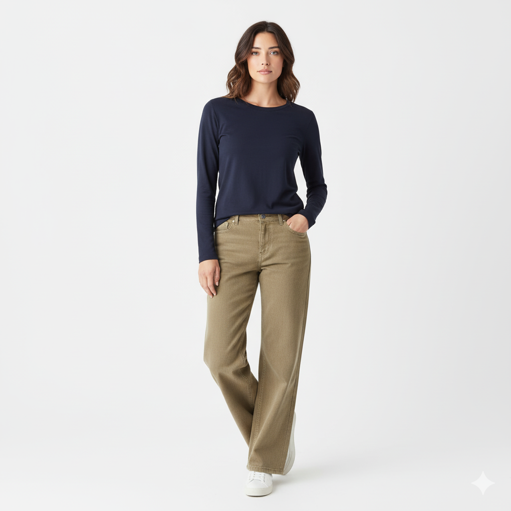 Drew Navy Long Sleeve Crew