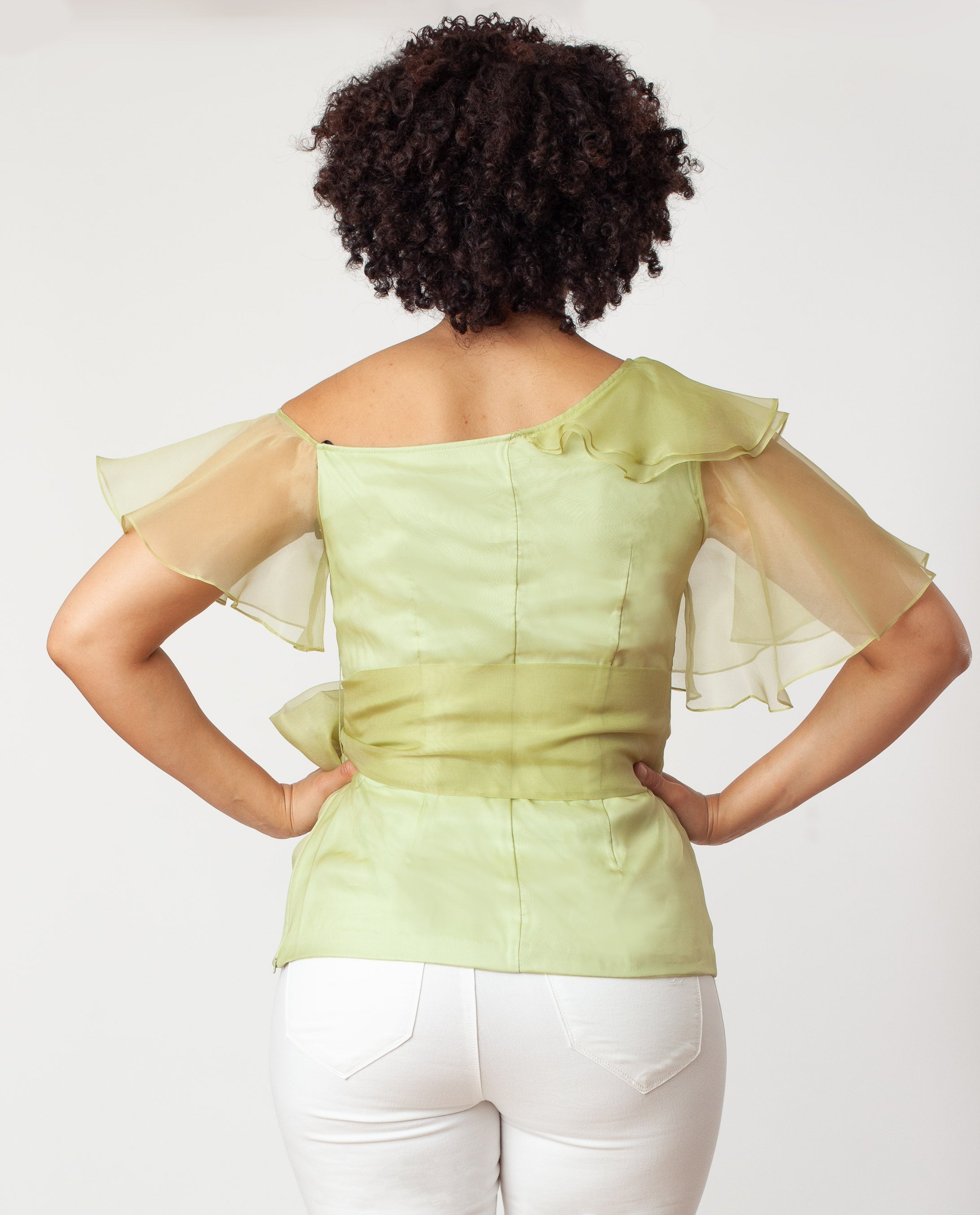 Asymmetric Shoulder Flutter Slv Blouse