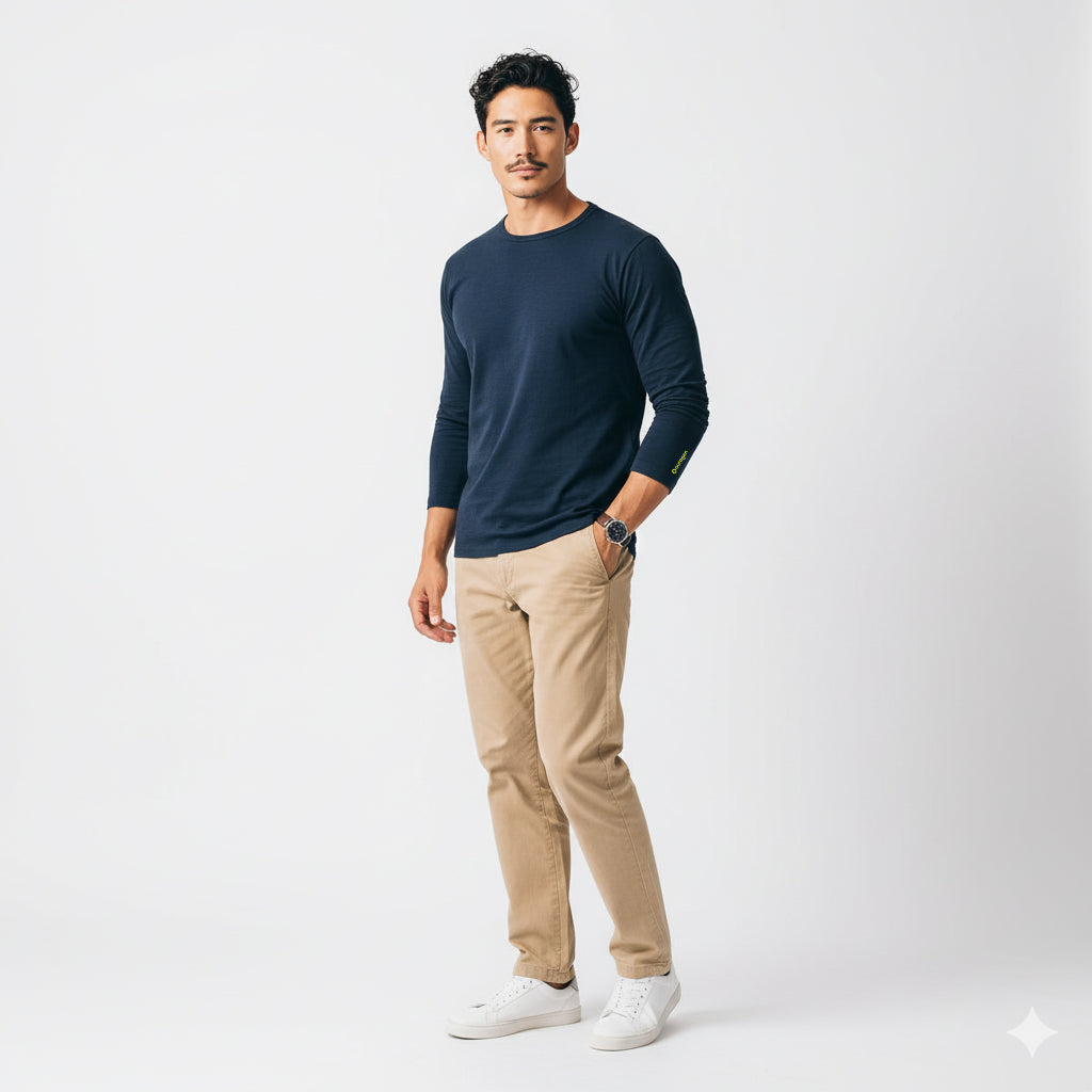 Mason Navy Long Sleeve Crew