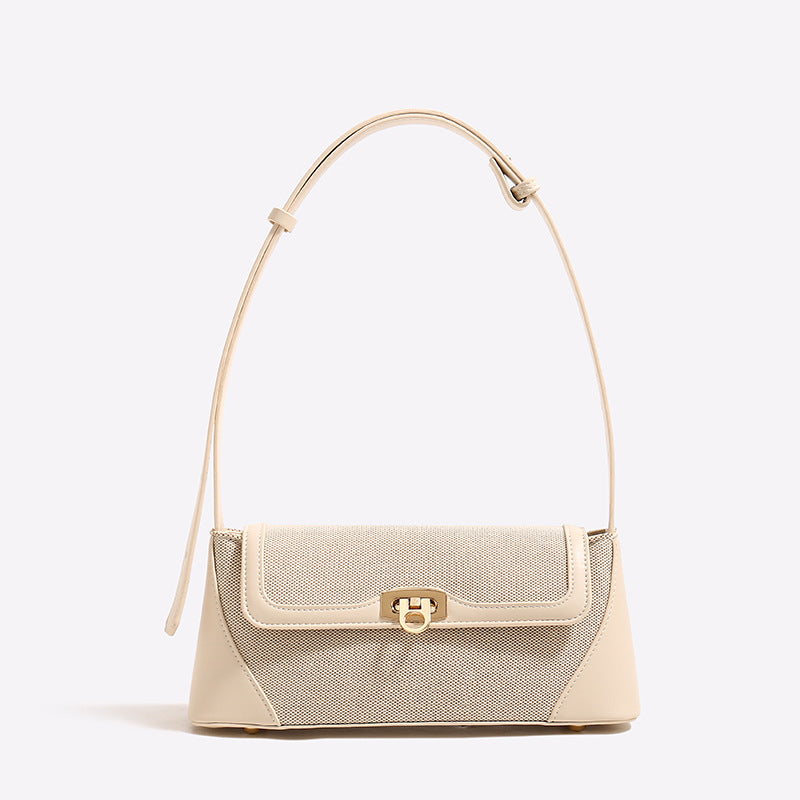 Small shoulder purse, female design retro armpit bag, canvas splicing shoulder crossbody bag
