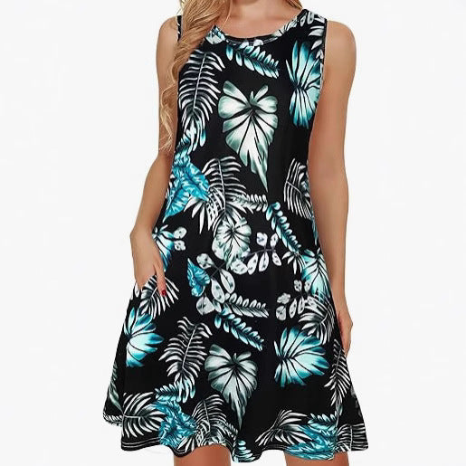 Casual Women's Digital Printed Beach Dress