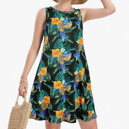 Casual Women's Digital Printed Beach Dress
