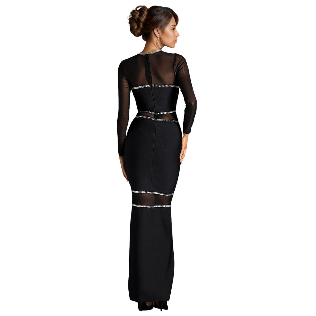 Fashion Women's Hot Diamond Mesh Dress Long Dress New