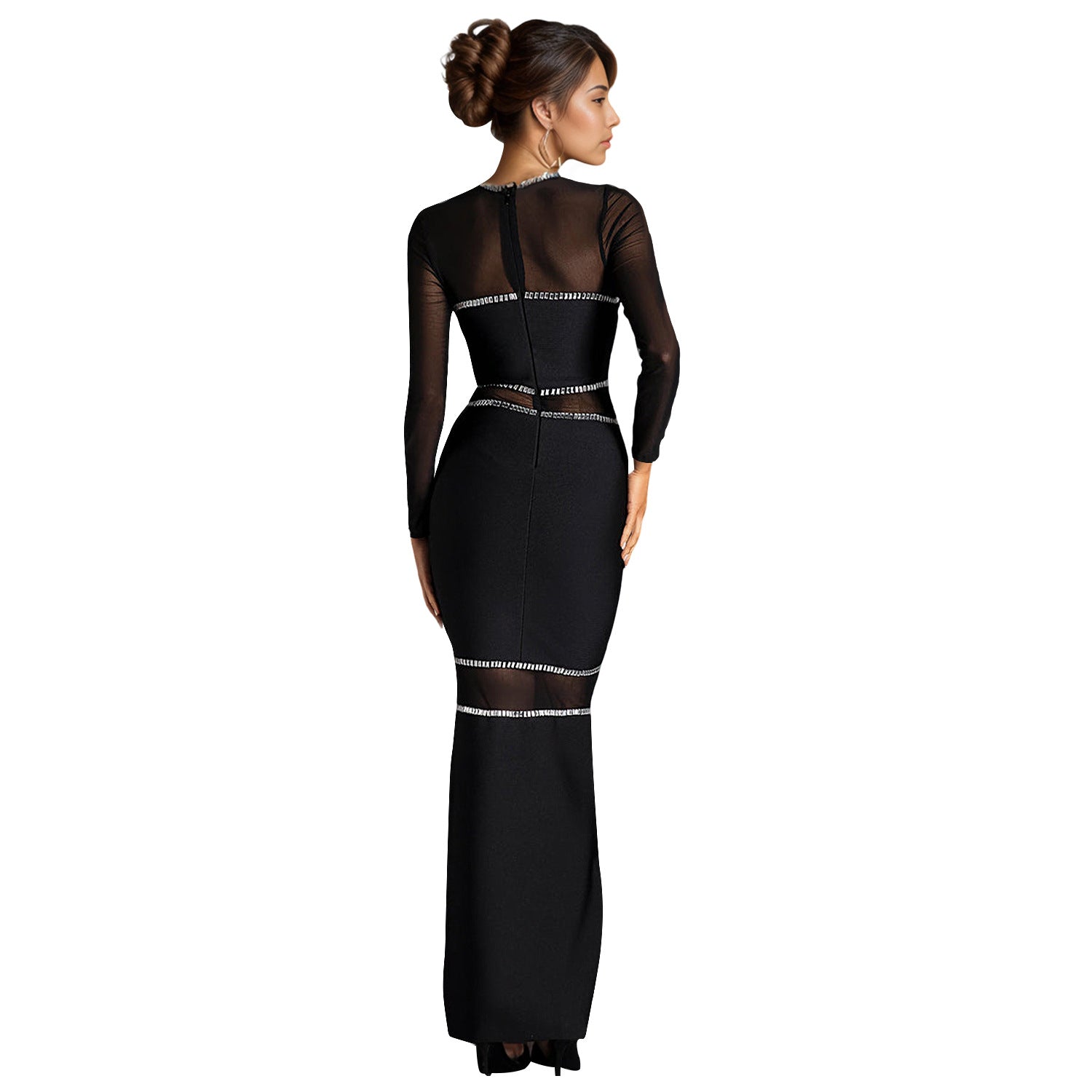 Fashion Women's Hot Diamond Mesh Dress Long Dress New