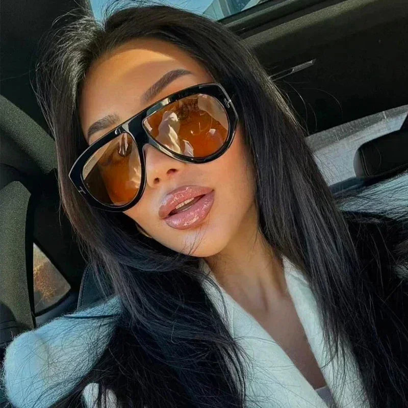 2024 New Fashion Big Frame Pilot Brown Sunglasses Women Men Brand T Outdoor Sun Glasses Female Shade Oculos De Sol Gifts
