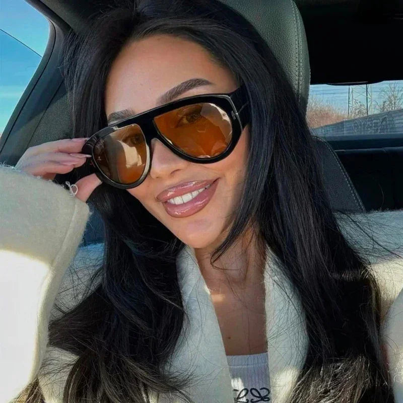 2024 New Fashion Big Frame Pilot Brown Sunglasses Women Men Brand T Outdoor Sun Glasses Female Shade Oculos De Sol Gifts
