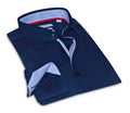 Paul// Cotton Knit-Stretch Button-Up Shirt With Contrast Details // Navy // Tailored Fit (Fitted)