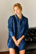 Button Down Babydoll Ruffle Denim Dress