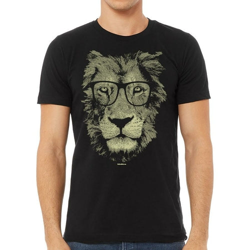 Lion Glasses Graphic Mens T Shirt Cotton Casual Tee