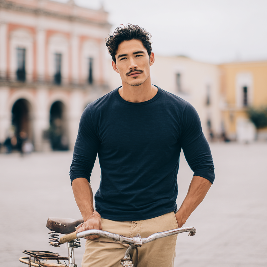 Mason Navy Long Sleeve Crew